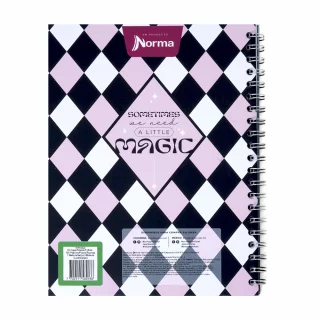 Cuaderno argollado tapa dura grande femenino 80 hojas cuadriculado X-presarte - magic