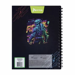 Cuaderno argollado tapa dura grande masculino 80 hojas cuadriculado X-presarte - astronauta