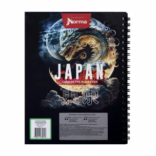 Cuaderno argollado tapa dura grande masculino 80 hojas cuadriculado X-presarte - japan