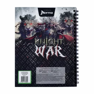 Cuaderno argollado tapa dura grande masculino 80 hojas cuadriculado X-presarte - knight war