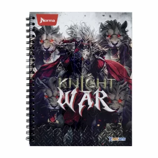 Cuaderno argollado tapa dura grande masculino 80 hojas cuadriculado X-presarte - knight war