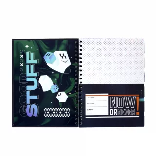 Cuaderno argollado tapa dura grande masculino 80 hojas cuadriculado X-presarte - warrior