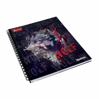 Cuaderno argollado tapa dura grande masculino 80 hojas cuadriculado X-presarte - wolf