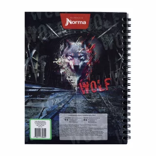 Cuaderno argollado tapa dura grande masculino 80 hojas cuadriculado X-presarte - wolf