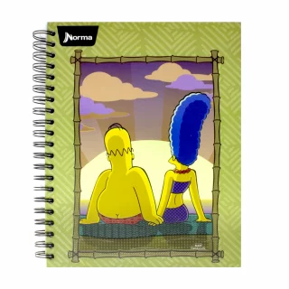 Cuaderno Argollado Tapa Dura Grande Multimaterias 5M Cuadriculado Los Simpsons - Atardecer