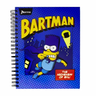 Cuaderno Argollado Tapa Dura Grande Multimaterias 5M Cuadriculado Los Simpsons - Bartman