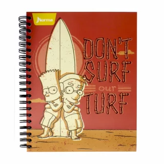 Cuaderno Argollado Tapa Dura Grande Multimaterias 5M Cuadriculado Los Simpsons - Don'T Surf