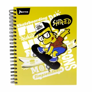 Cuaderno Argollado Tapa Dura Grande Multimaterias 5M Cuadriculado Los Simpsons - Shred
