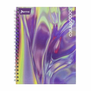 Cuaderno Argollado Tapa Dura Grande Multimaterias 7M Cuadriculado Academico  Ondas Vibrantes Morado