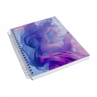 Cuaderno Argollado tapa dura grande Multimaterias 7M Cuadriculado Academico - Humo Morado Y Rosa