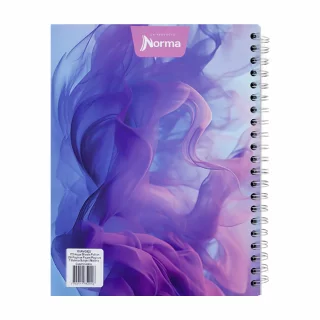 Cuaderno Argollado tapa dura grande Multimaterias 7M Cuadriculado Academico - Humo Morado Y Rosa