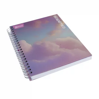 Cuaderno Argollado tapa dura grande Multimaterias 7M Cuadriculado Academico - Nubes Rosa