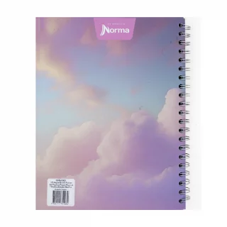 Cuaderno Argollado tapa dura grande Multimaterias 7M Cuadriculado Academico - Nubes Rosa