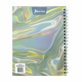 Cuaderno Argollado Tapa Dura Grande Multimaterias 7M Cuadriculado Academico - Ondas Vibrantes Verde