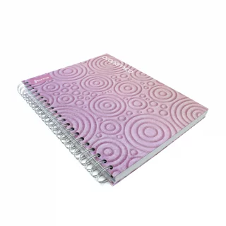 Cuaderno Argollado Tapa Dura Grande Multimaterias 7M Cuadriculado Academico - Relieve Circulos Rosa