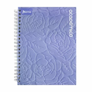 Cuaderno Argollado Tapa Dura Grande Multimaterias 7M Cuadriculado Academico - Relieve Flores Azul