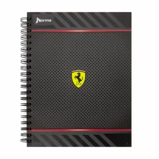 Cuaderno Argollado Tapa Dura Grande Multimaterias 7M Cuadriculado Ferrari - Logo Fondo Texturas
