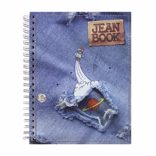Cuaderno Argollado Tapa Dura Grande Multimaterias 7M Cuadriculado Jean Book - Roto Y Cohete