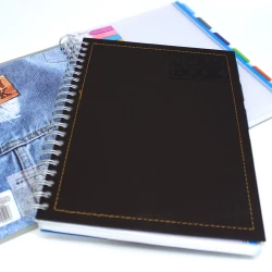 Cuaderno Argollado Tapa Dura Grande Multimaterias 7M Cuadriculado Jean Book Tela Real Negro