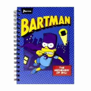 Cuaderno Argollado Tapa Dura Grande Multimaterias 7M Cuadriculado Los Simpsons - Bartman