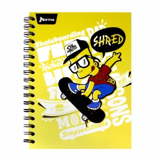 Cuaderno Argollado Tapa Dura Grande Multimaterias 7M Cuadriculado Los Simpsons - Shred