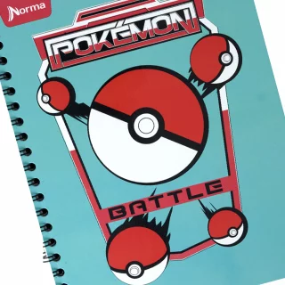 Cuaderno Argollado tapa dura grande Pokemon 80 Hojas Cuadriculado - Bola Battle