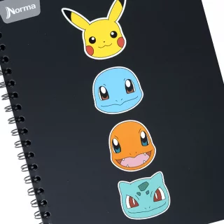 Cuaderno Argollado tapa dura grande Pokemon 80 Hojas Cuadriculado - Caritas