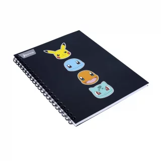 Cuaderno Argollado tapa dura grande Pokemon 80 Hojas Cuadriculado - Caritas