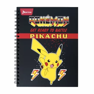 Cuaderno Argollado tapa dura grande Pokemon 80 Hojas Cuadriculado -Pikachu Rayos