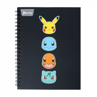 Cuaderno Argollado tapa dura grande Pokemon 80 Hojas Linea Corriente - Caritas