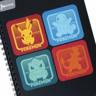 Cuaderno Argollado tapa dura grande Pokemon 80 Hojas Linea Corriente - Cuadros X 4