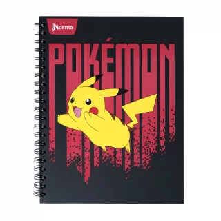 Cuaderno Argollado tapa dura grande Pokemon 80 Hojas Linea Corriente - Franjas Rojas Verticales