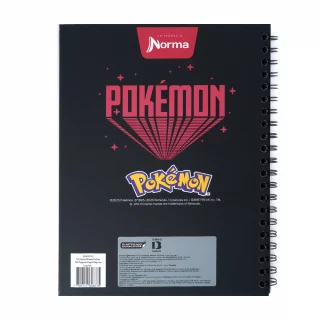 Cuaderno Argollado tapa dura grande Pokemon 80 Hojas Linea Corriente - Franjas Rojas Verticales