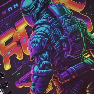 Cuaderno argollado tapa dura masculino mediano 7M cuadriculado X-presarte - astronauta