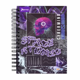 Cuaderno argollado tapa dura masculino mediano 7M cuadriculado X-presarte - space atomic