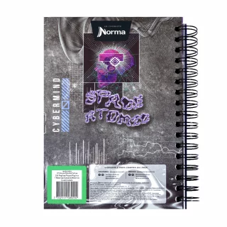 Cuaderno argollado tapa dura masculino mediano 7M cuadriculado X-presarte - space atomic