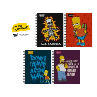 Cuaderno Argollado Tapa Dura Mediano 7 Materias Cuadriculado Los Simpsons