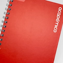 Cuaderno Argollado Tapa Dura Mediano 80 Hojas Cuadriculado Academico Rojo
