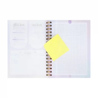 Cuaderno argollado tapa dura mediano 80 hojas cuadriculado Kiut soft girl era