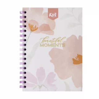 Cuaderno argollado tapa dura mediano 80 hojas línea corriente Kiut beautiful moments