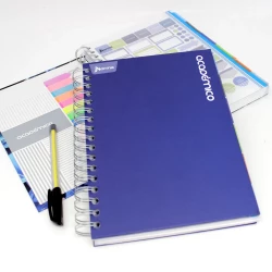 Cuaderno Argollado Tapa Dura Mediano Multimaterias 7M Cuadriculado Academico Azul Rey
