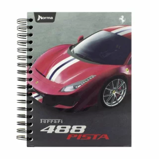 Cuaderno Argollado Tapa Dura Mediano Multimaterias 7M Cuadriculado Ferrari - 488 Pista