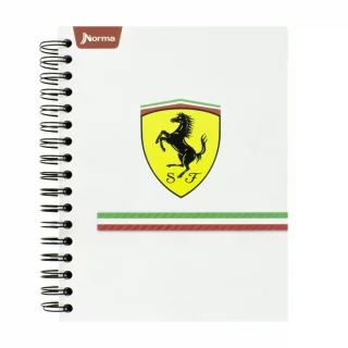 Cuaderno Argollado Tapa Dura Mediano Multimaterias 7M Cuadriculado Ferrari - Logo Fondo Blanco
