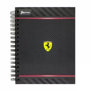Cuaderno Argollado Tapa Dura Mediano Multimaterias 7M Cuadriculado Ferrari - Logo Fondo Texturas