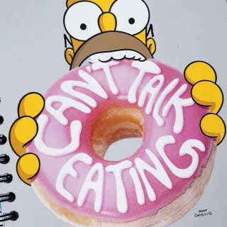 Cuaderno Argollado tapa dura mediano Multimaterias 7M Cuadriculado Los Simpsons - Eating