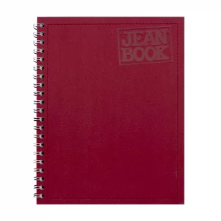 Cuaderno Argollado Tapa Dura Platino Grande 80 Hojas Cuadriculado Jean Book Tela Real - Rojo