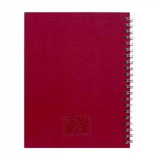 Cuaderno Argollado Tapa Dura Platino Grande 80 Hojas Cuadriculado Jean Book Tela Real - Rojo