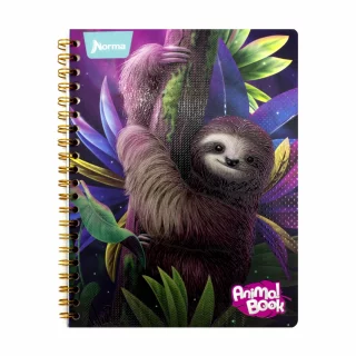 Cuaderno Argollado Tapa Flexible Grande 80 Hojas Cuadriculado Animal Book Oso Perezoso