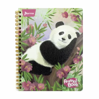 Cuaderno Argollado Tapa Flexible Grande 80 Hojas Cuadriculado Animal Book Panda