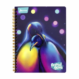 Cuaderno Argollado Tapa Flexible Grande 80 Hojas Cuadriculado Animal Book Pingüinos